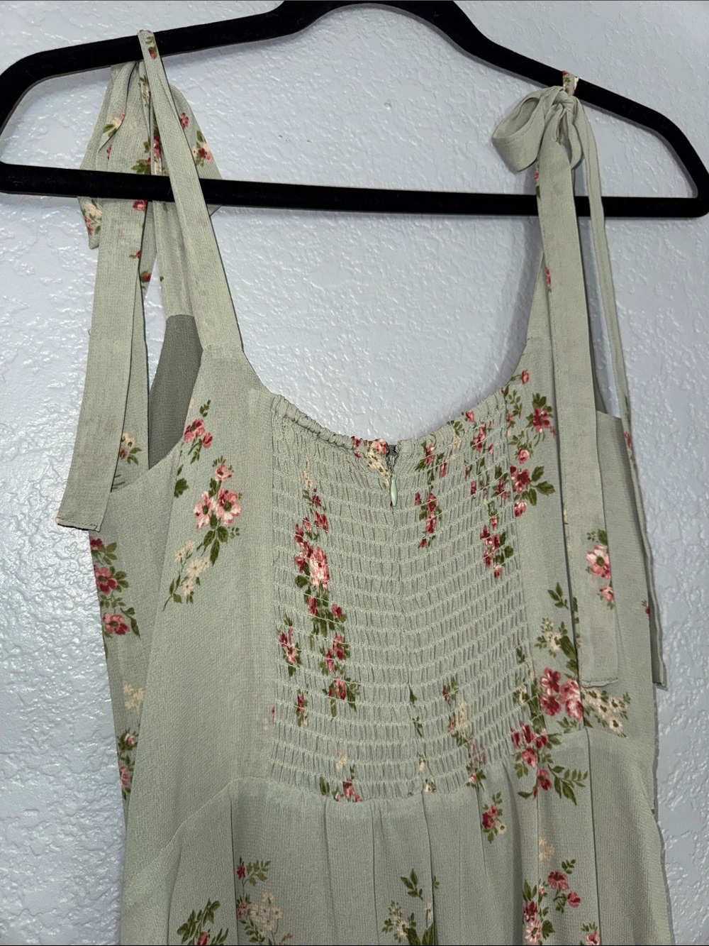 Reformation Sage Green Floral Tie-Shoulder Maxi Dress - Picture 3 of 6